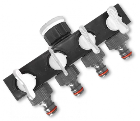 Разделитель Bradas четырехканальный с кранами и резьбой 1"-3/4"